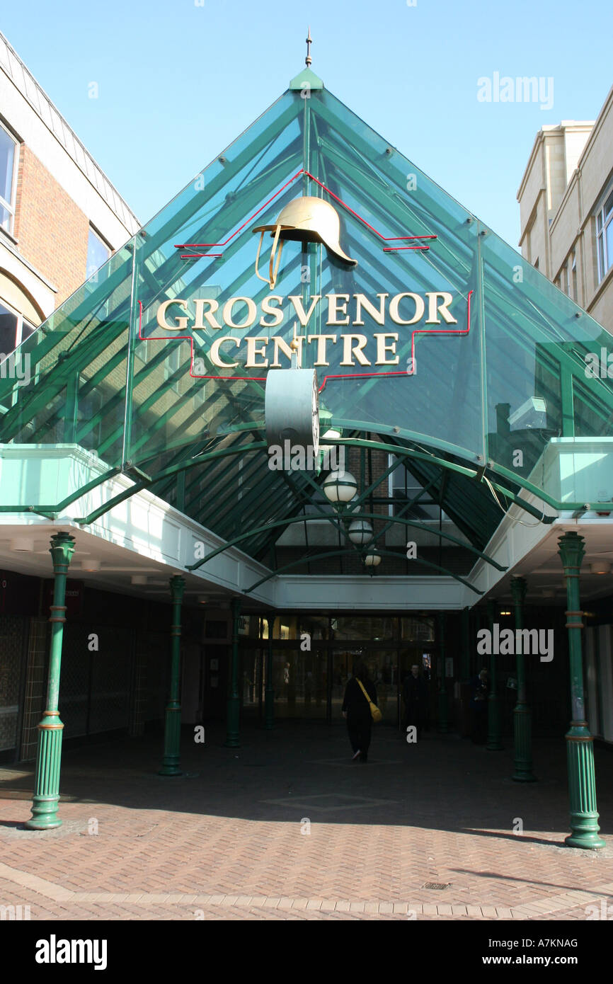 grosvenor centre shopping arcade entrance Northampton City Centre early morning few people town centre england uk gb Stock Photo