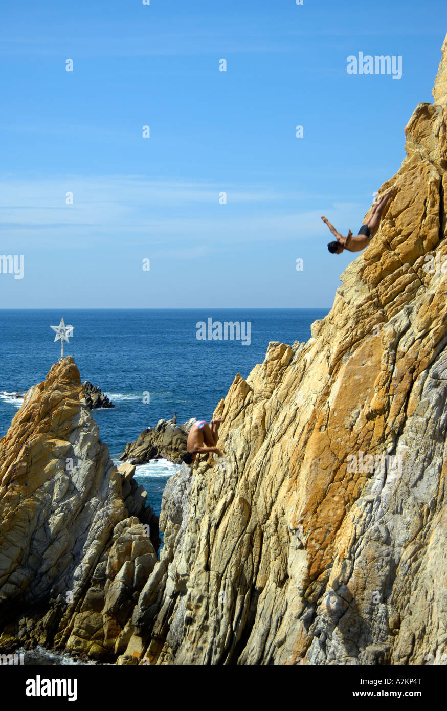 The cliffs of La Quebrada in the Bay of Acapulco, Mexico Stock Photo