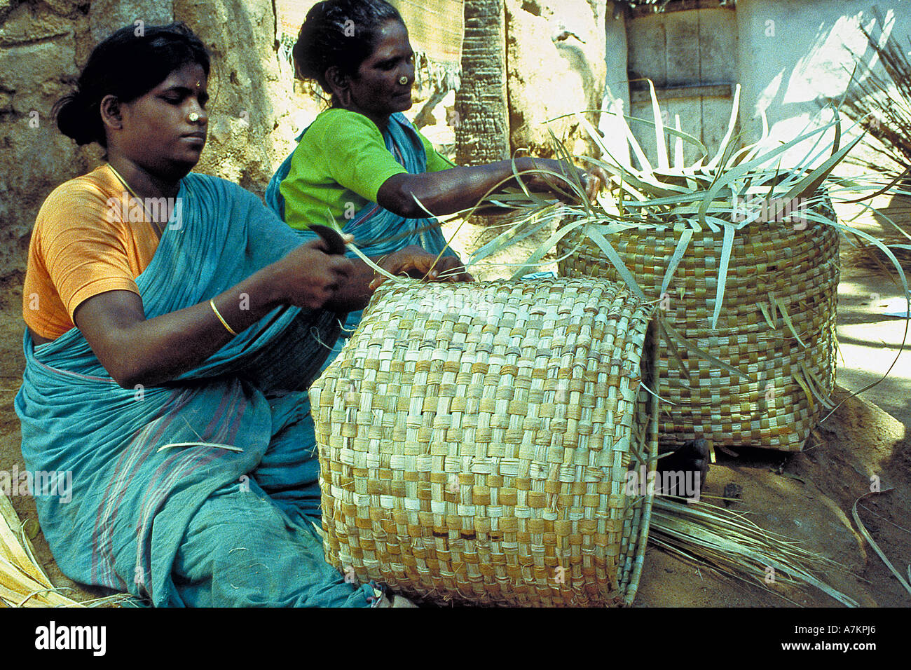 Basket weaving, South India Stock Photo Alamy