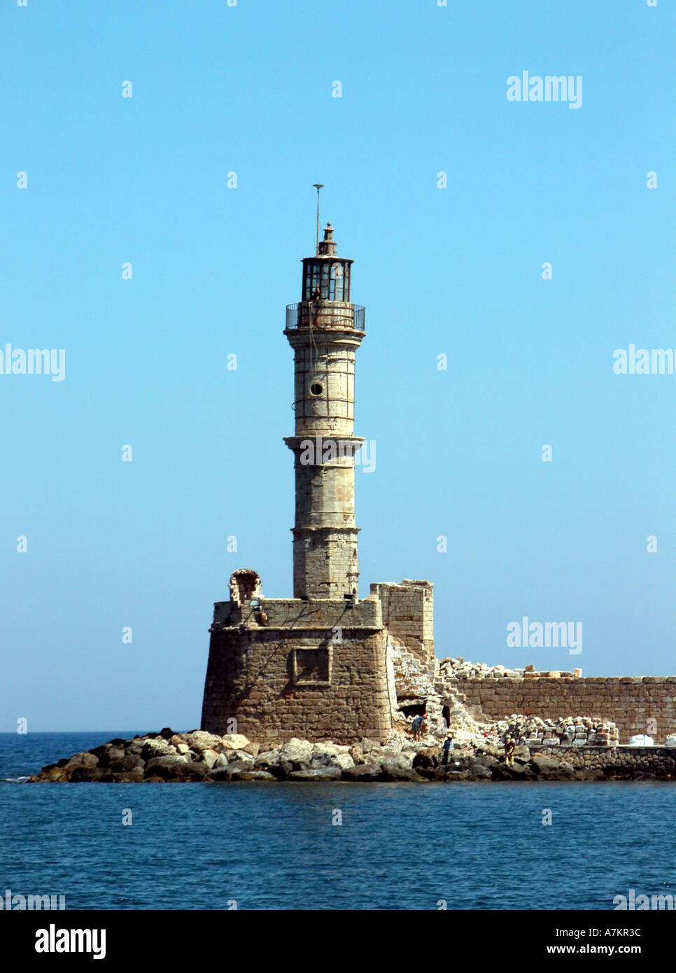Venetian Lighthouse Hania Crete Stock Photo