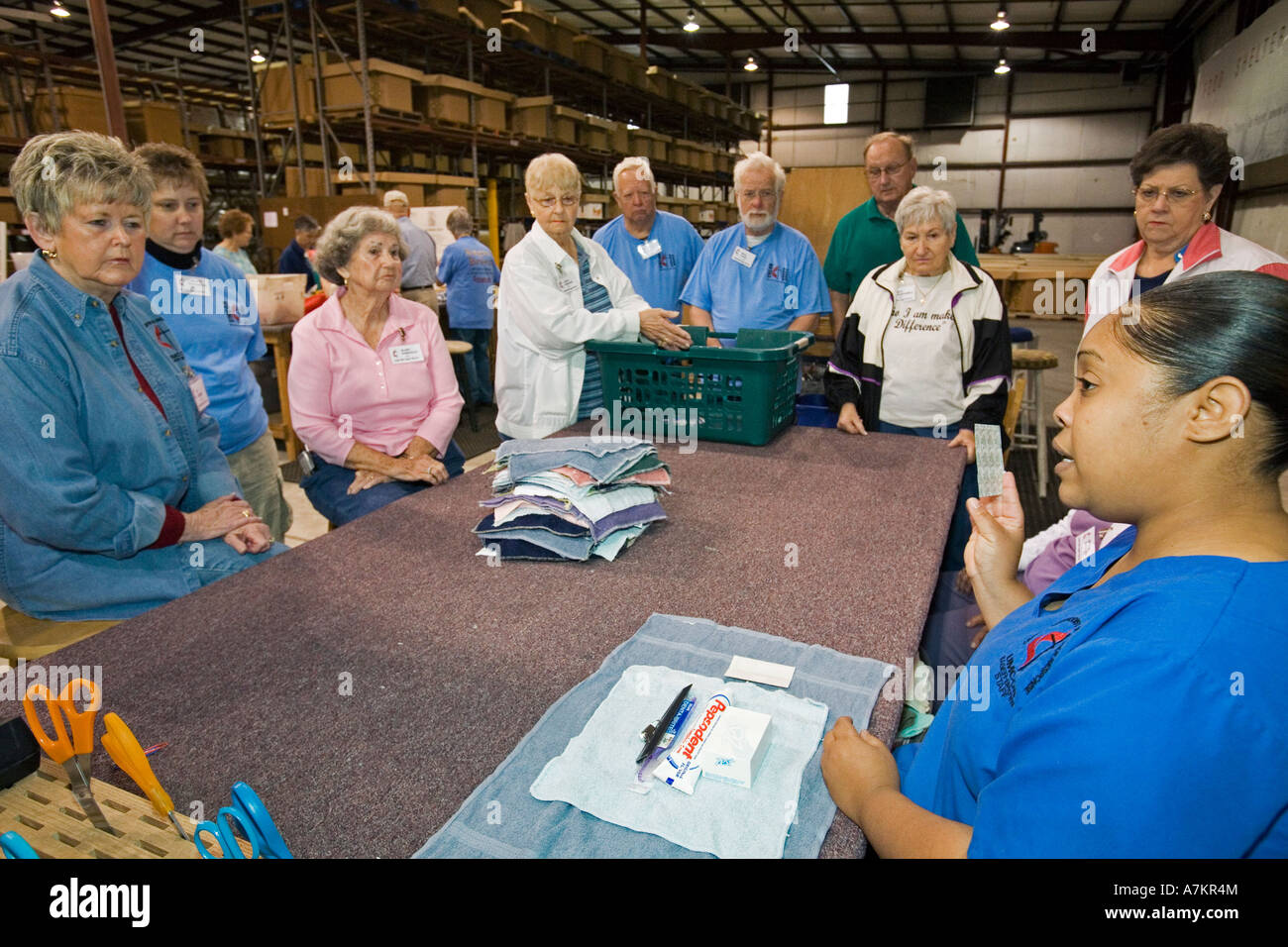 Volunteers Pack Supplies for Disaster Relief Stock Photo - Alamy