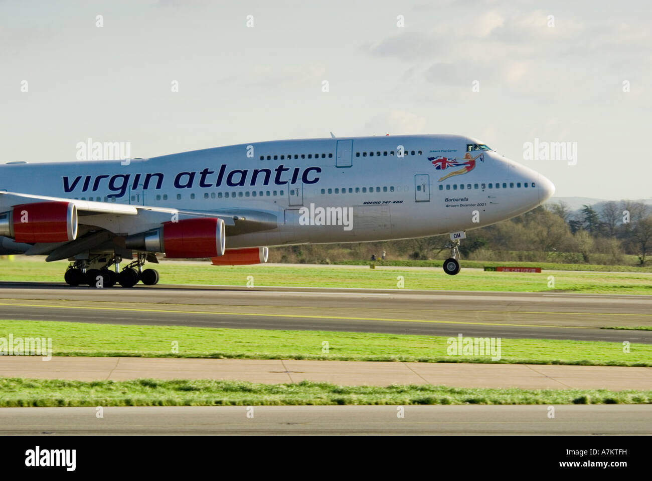 The Virgin Atlantic Boeing 747 400  pictured taking off Stock Photo
