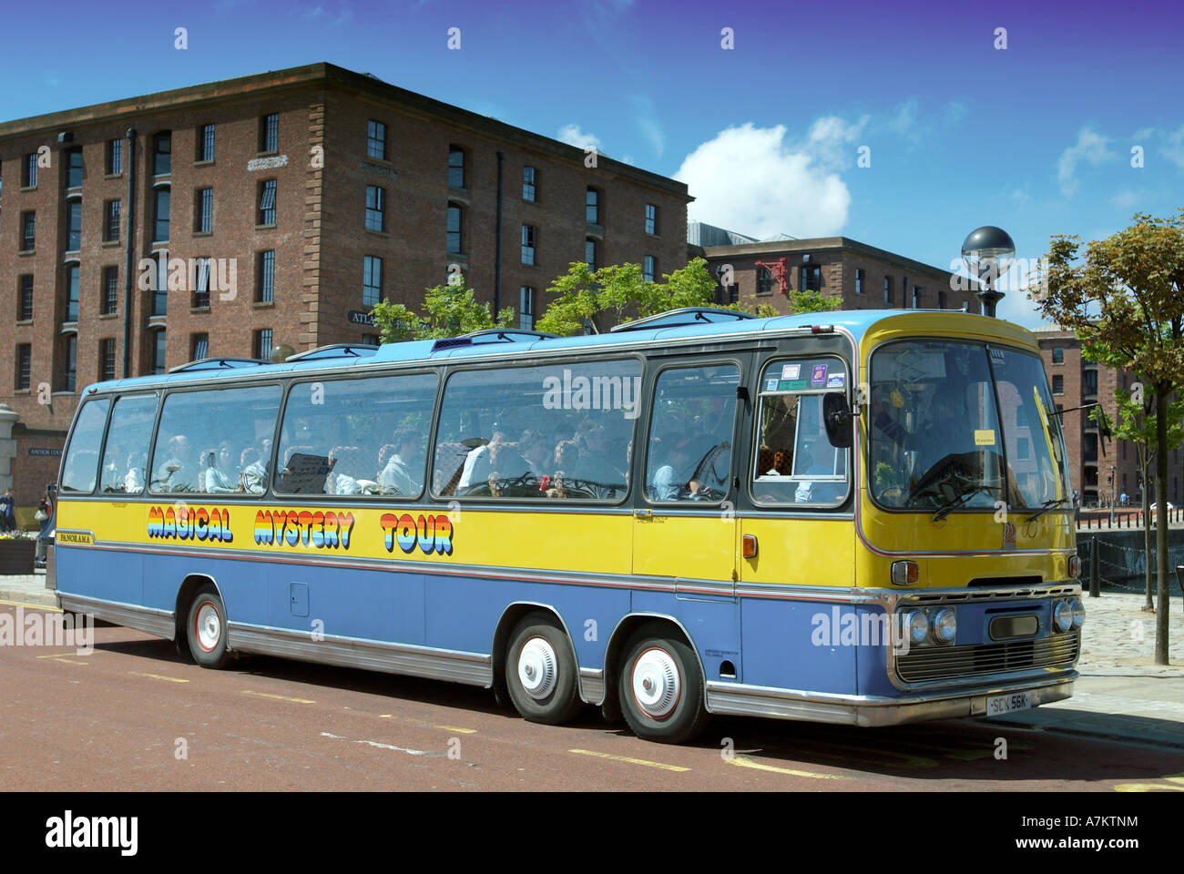 The Magical Mystery Tour bus made famous in the Beatles film of the same name. Stock Photo