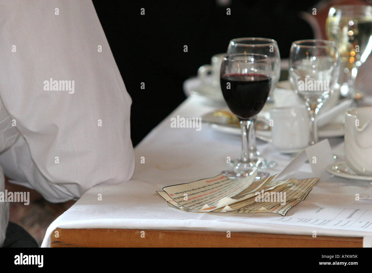 A Best Mans Speech Prompt Cards Notes Lie On A Wedding Reception