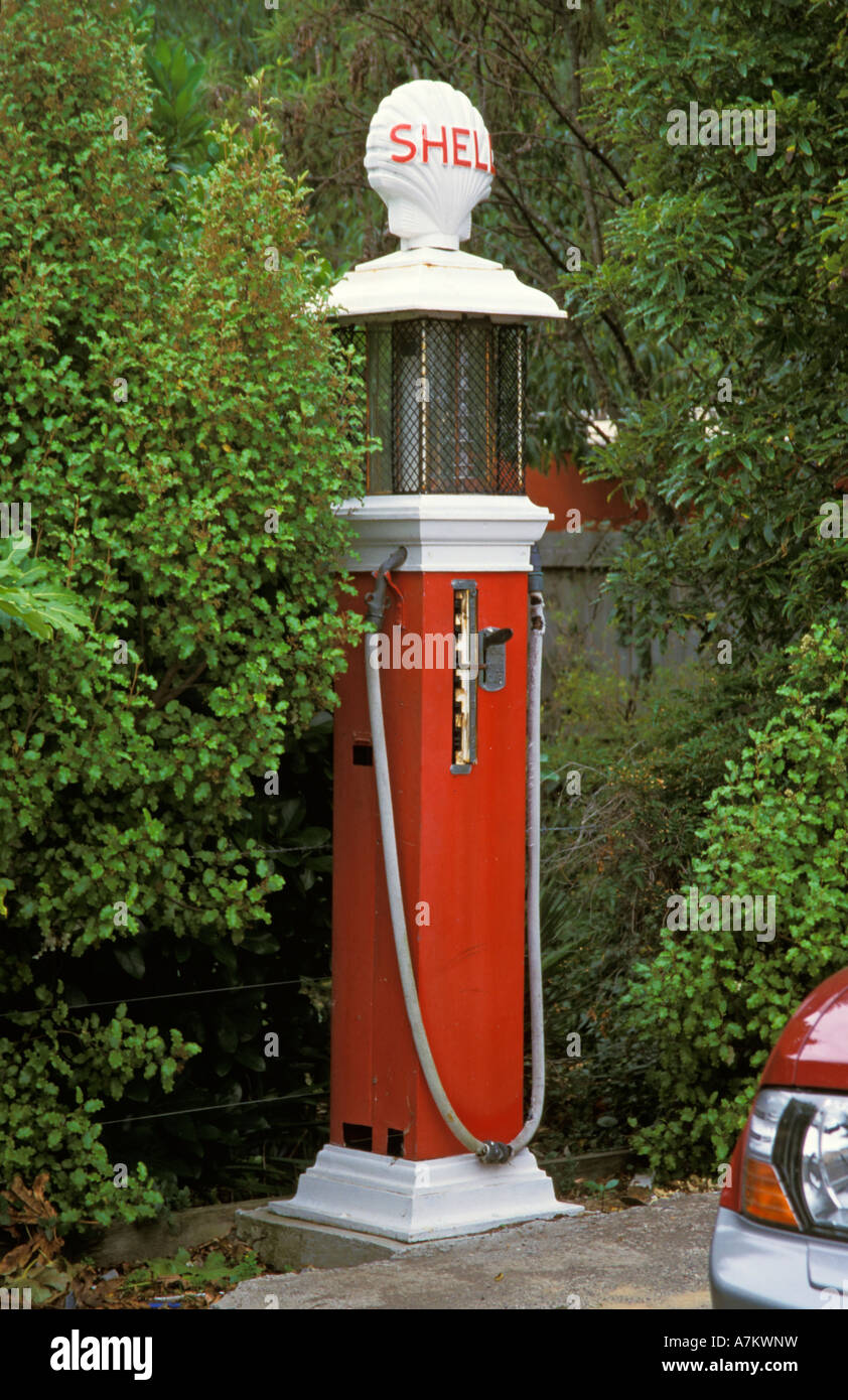 Petrol Station New Zealand Akaroa Old Pumps Stock Photo Alamy