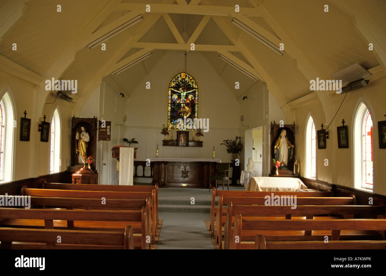 St Patrick s Catholic Church New Zealand Akaroa Interior Stock Photo ...