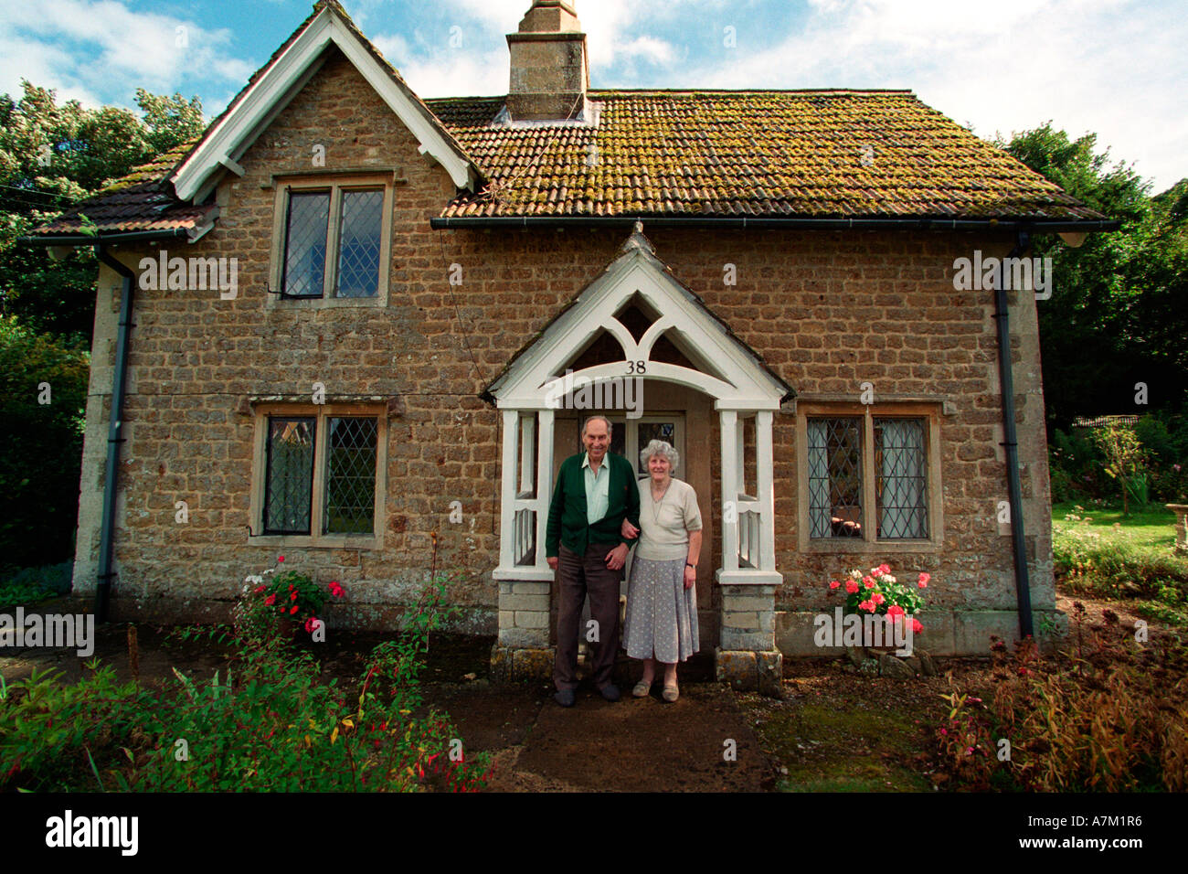 Elderly residents of the Wiltshire village of Sandy Lane Stock Photo