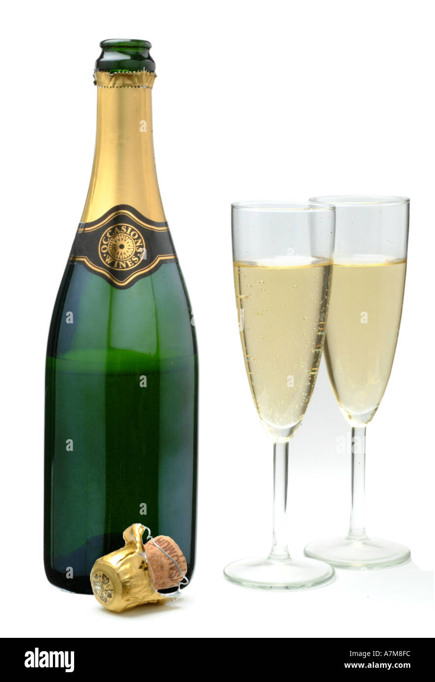 champagne bottle and glasses Stock Photo Alamy