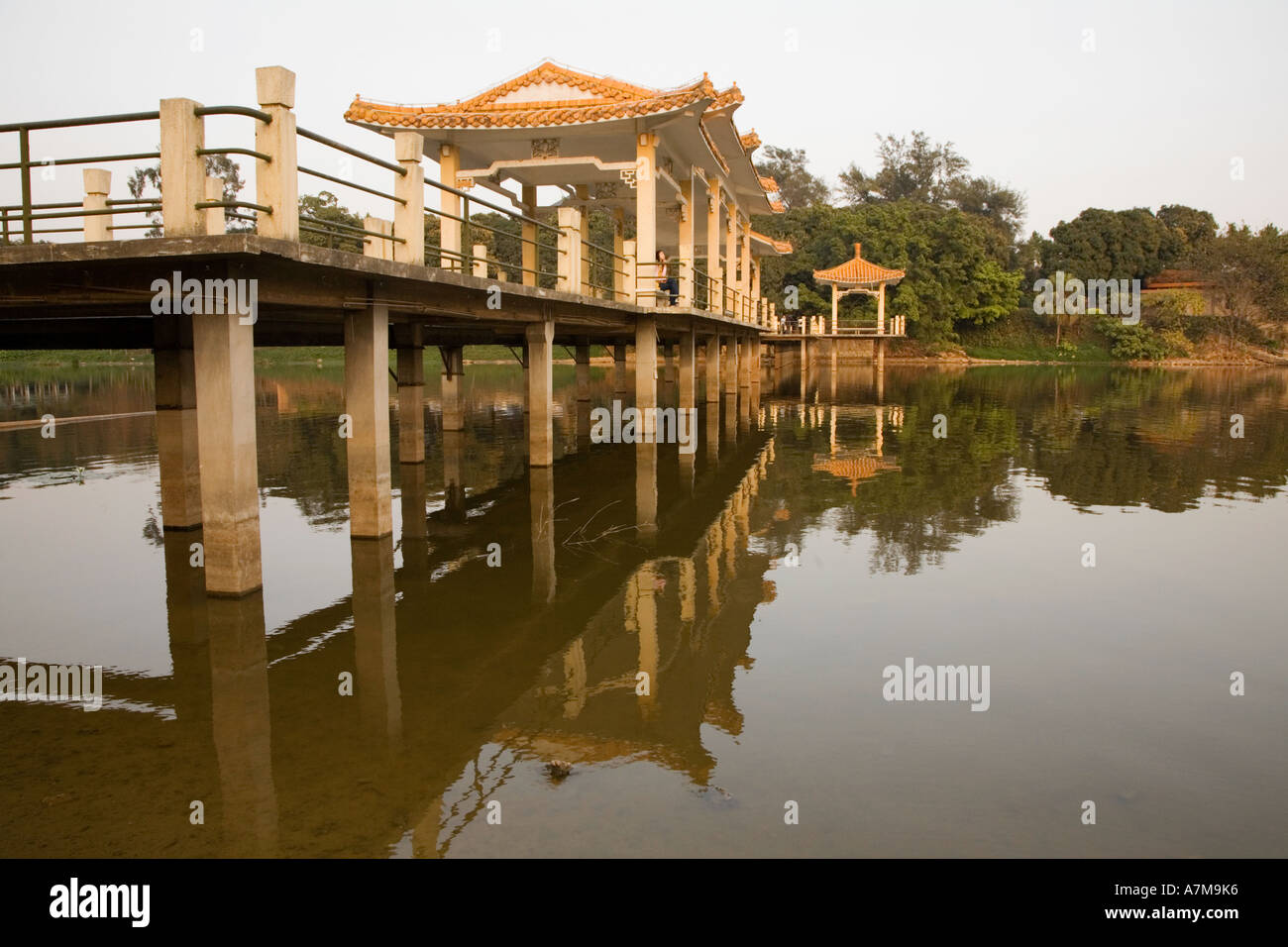 Bridge in Luhu park in Guangzhou China. Stock Photo