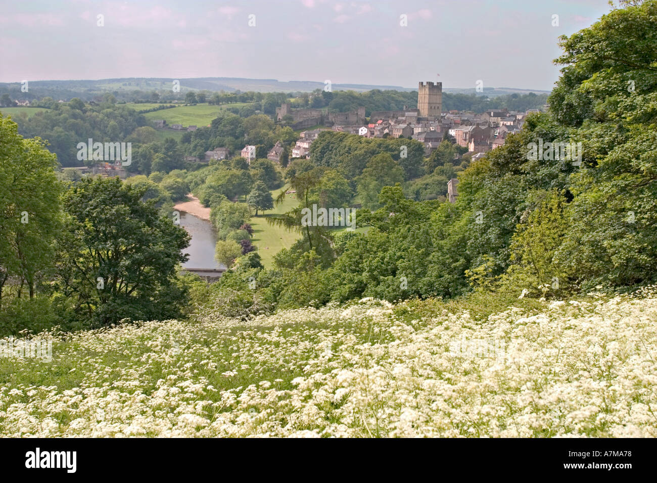Richmond North Yorkshire UK view from East in Spring Stock Photo Alamy