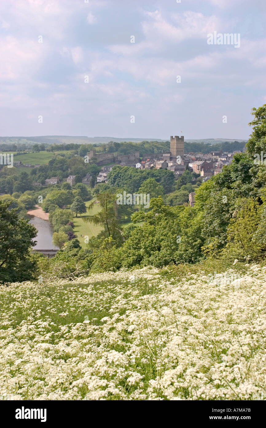 Richmond North Yorkshire UK view from East in Spring Stock Photo Alamy