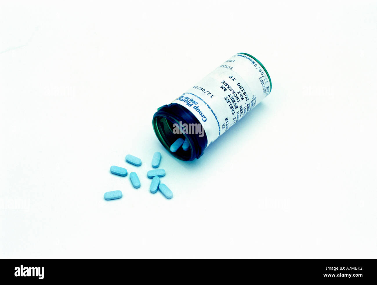 Pill bottle knocked over Stock Photo Alamy