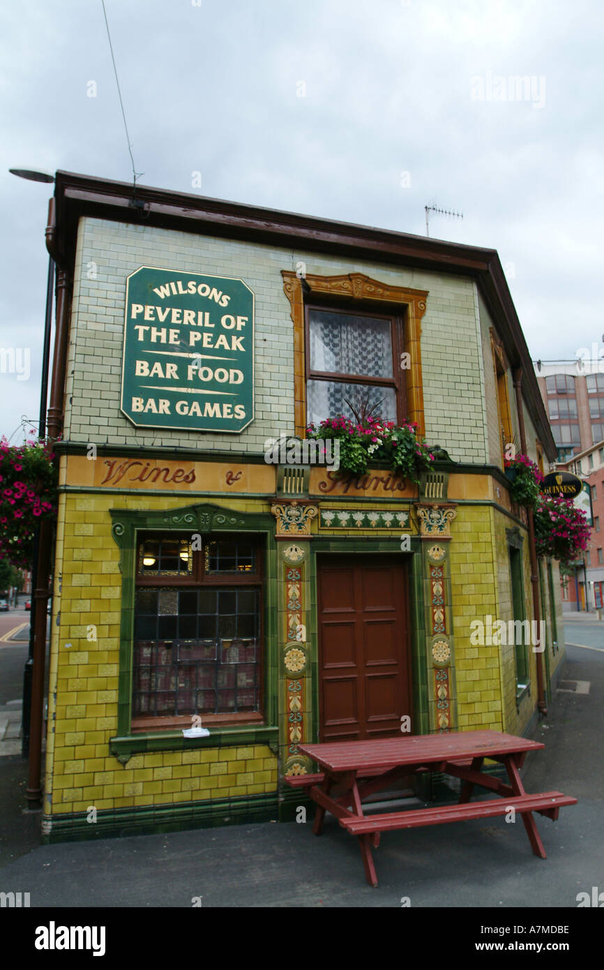 The Peveril of the Peak Manchester England the oldest pub in Mancheseter Stock Photo