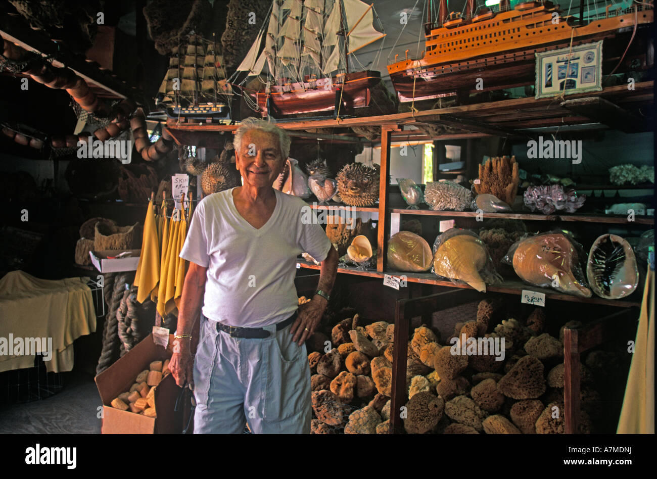 Tarpon Springs Florida USA August 2003 Greek Sponge Merchant in his