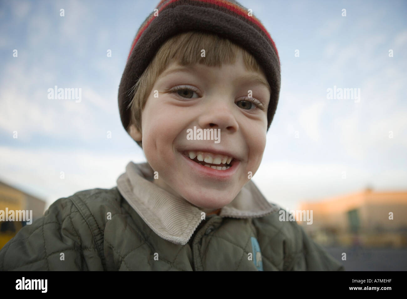 Young boy wearing hat Stock Photo Alamy