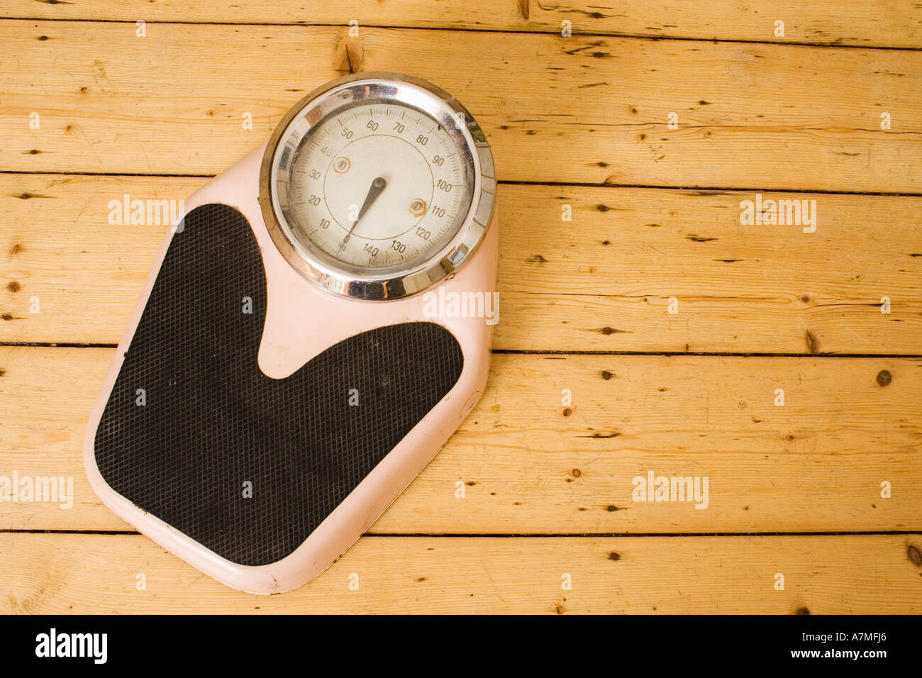 Old fashioned bathroom scale Stock Photo Alamy