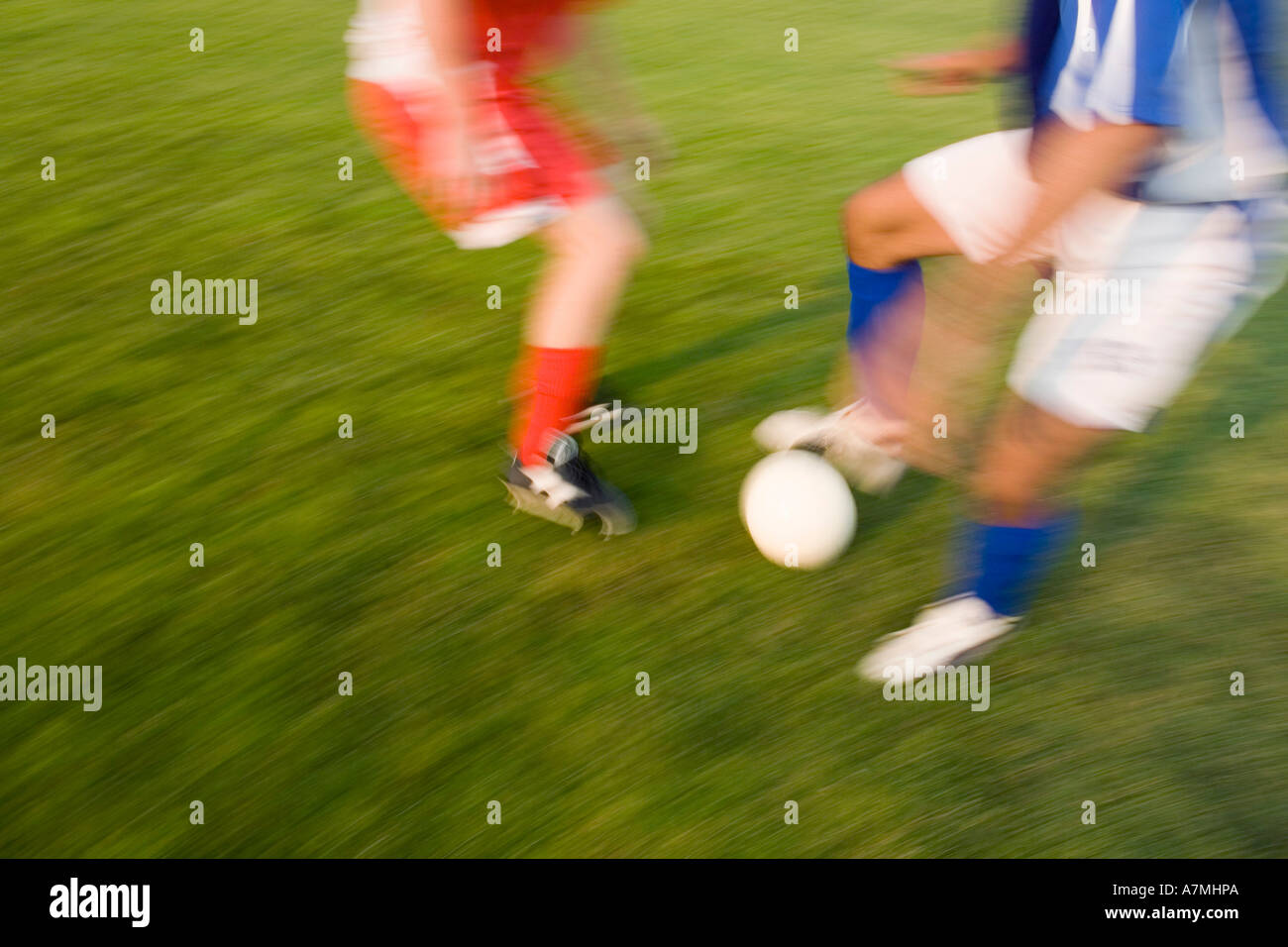 Two soccer players playing soccer Stock Photo