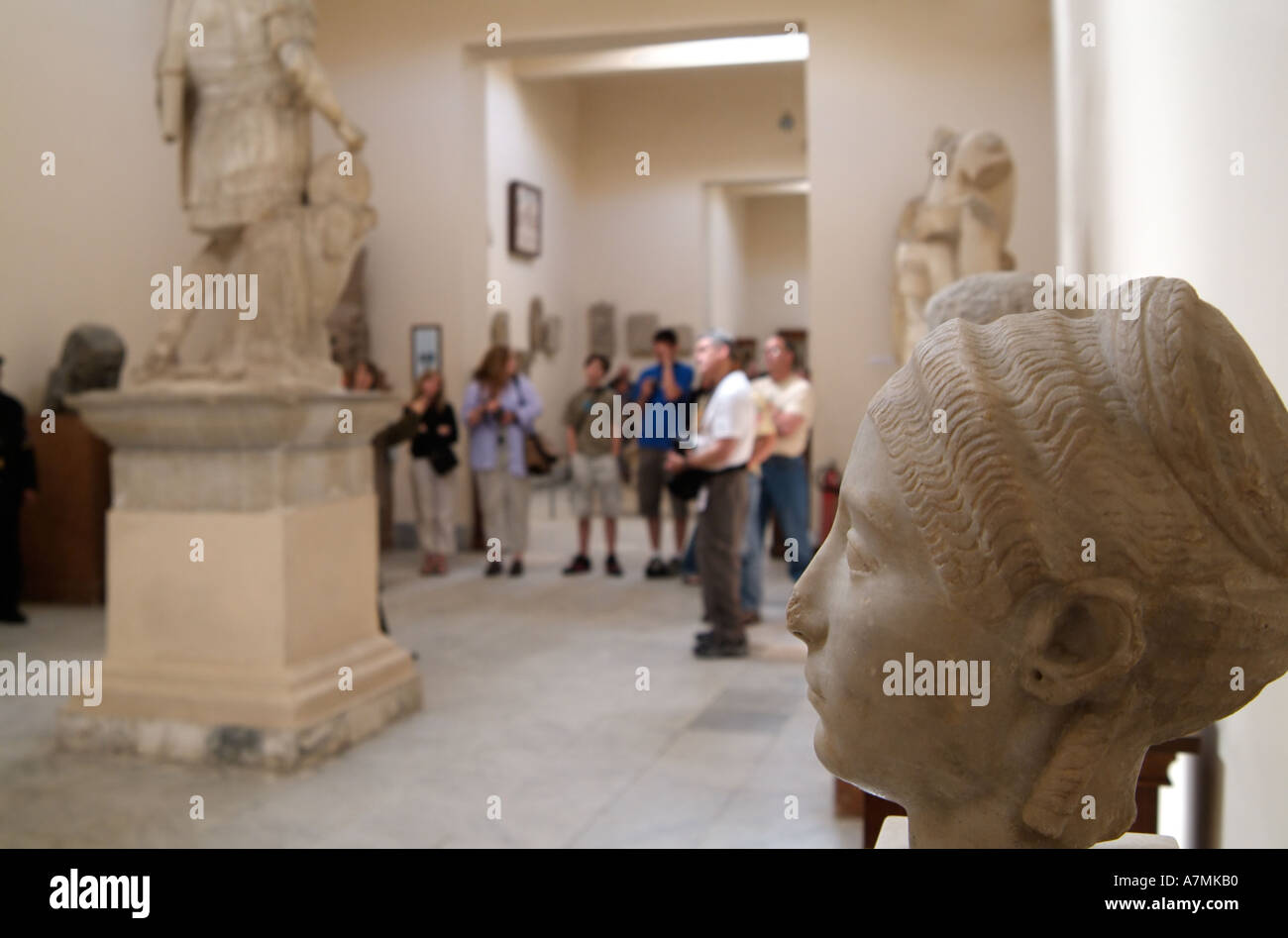 Visitors in the Greco-Roman Museum, Alexandria, Egypt Stock Photo