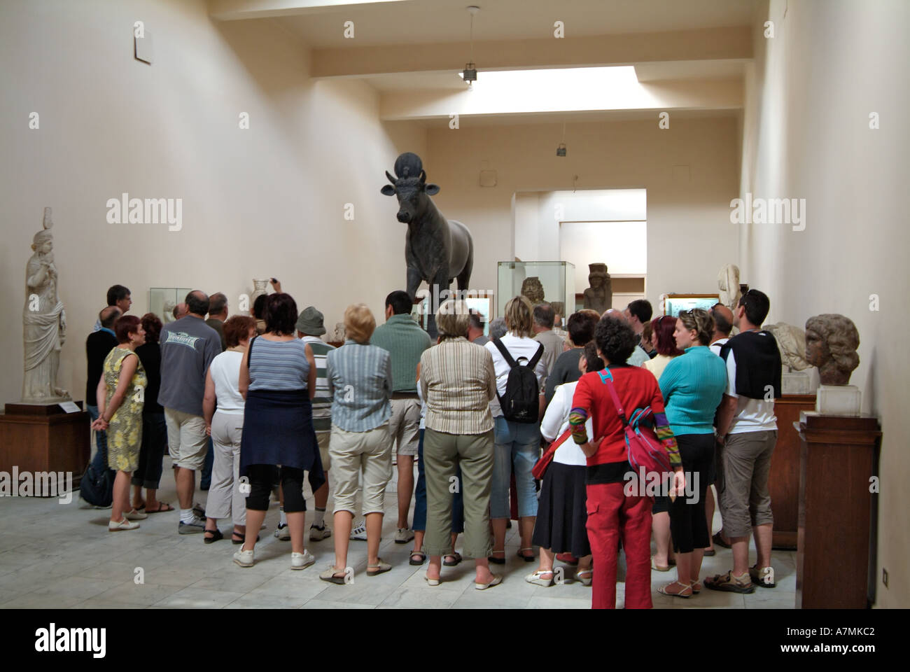 Visitors in the Greco-Roman Museum, Alexandria, Egypt Stock Photo