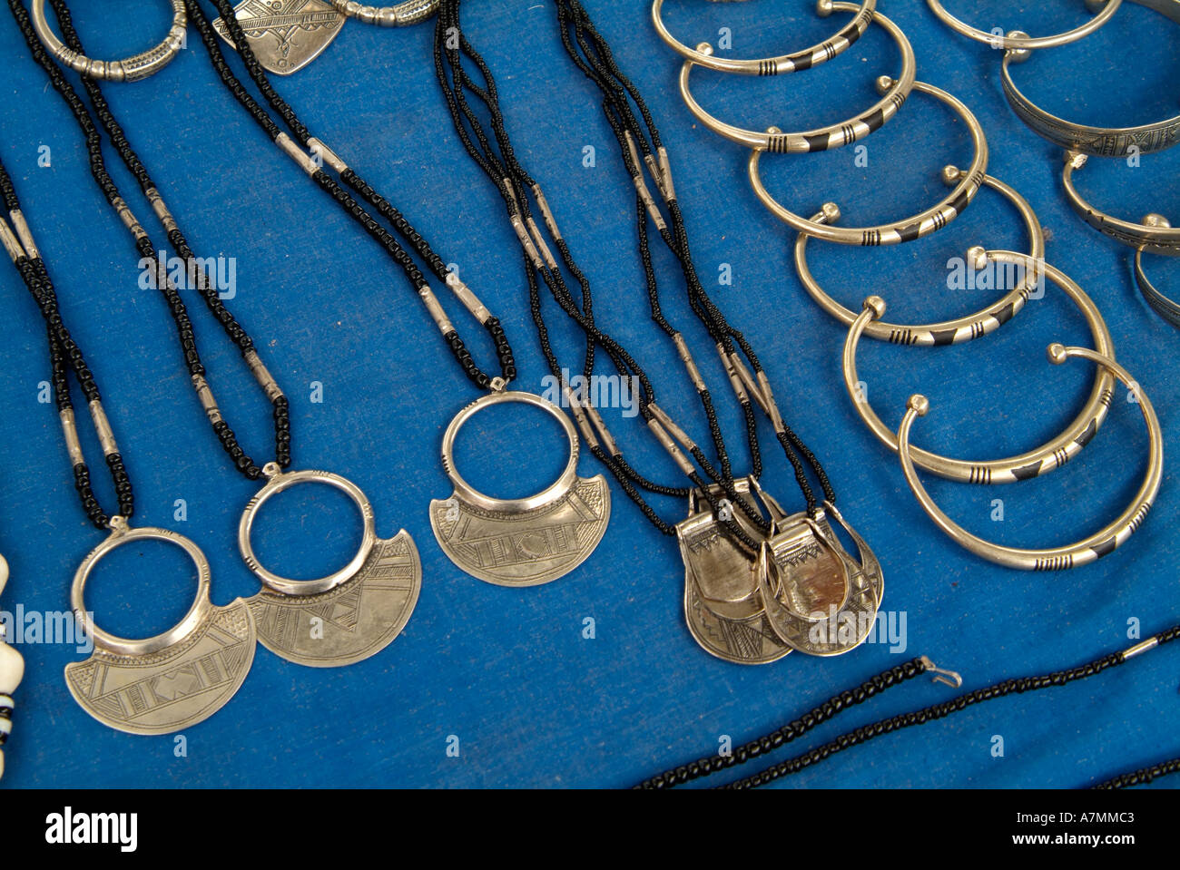 Tuareg trinkets for sale, Libya Stock Photo