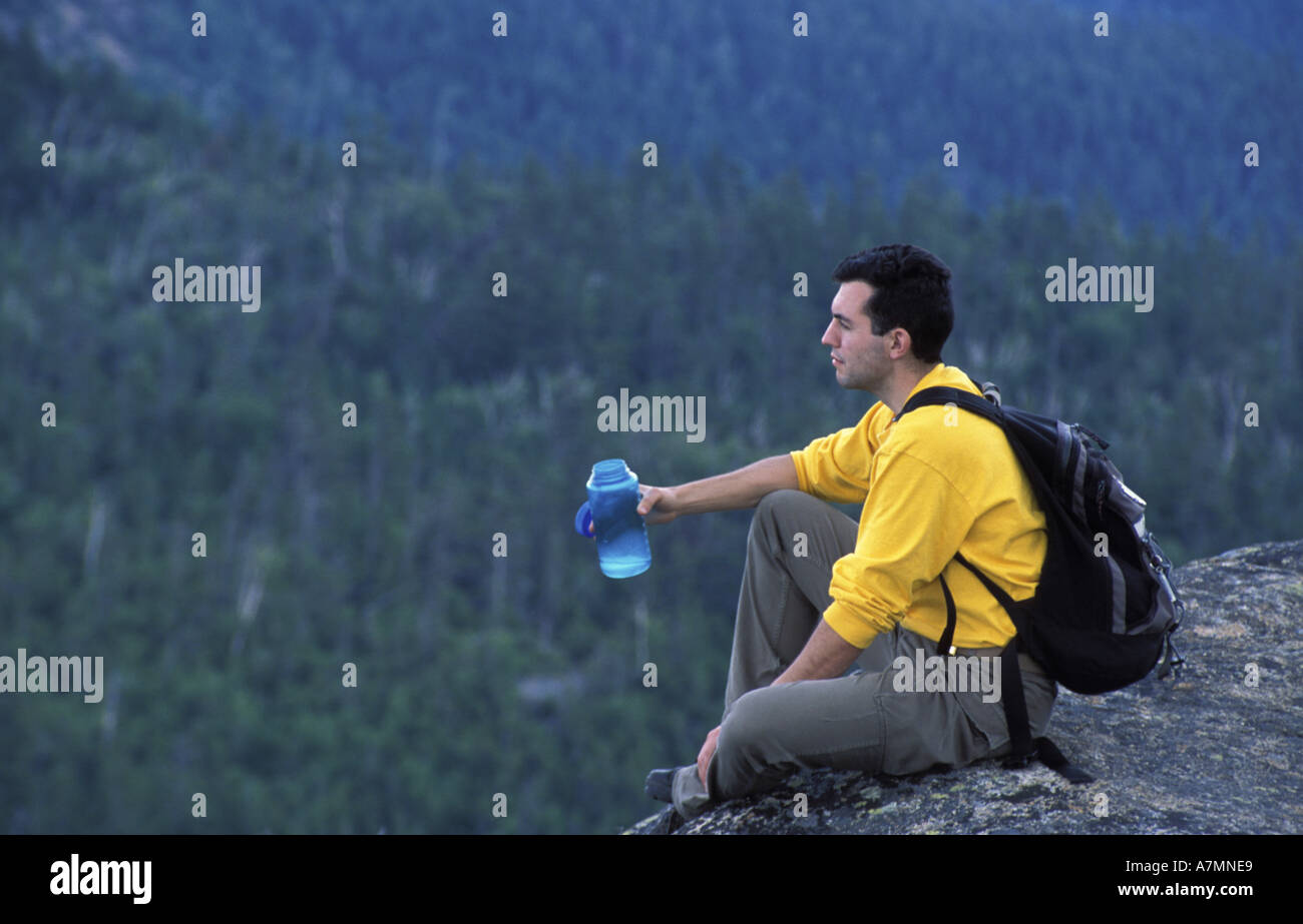 North America, US, NH, Taking in the views from Mt. Crawford in the