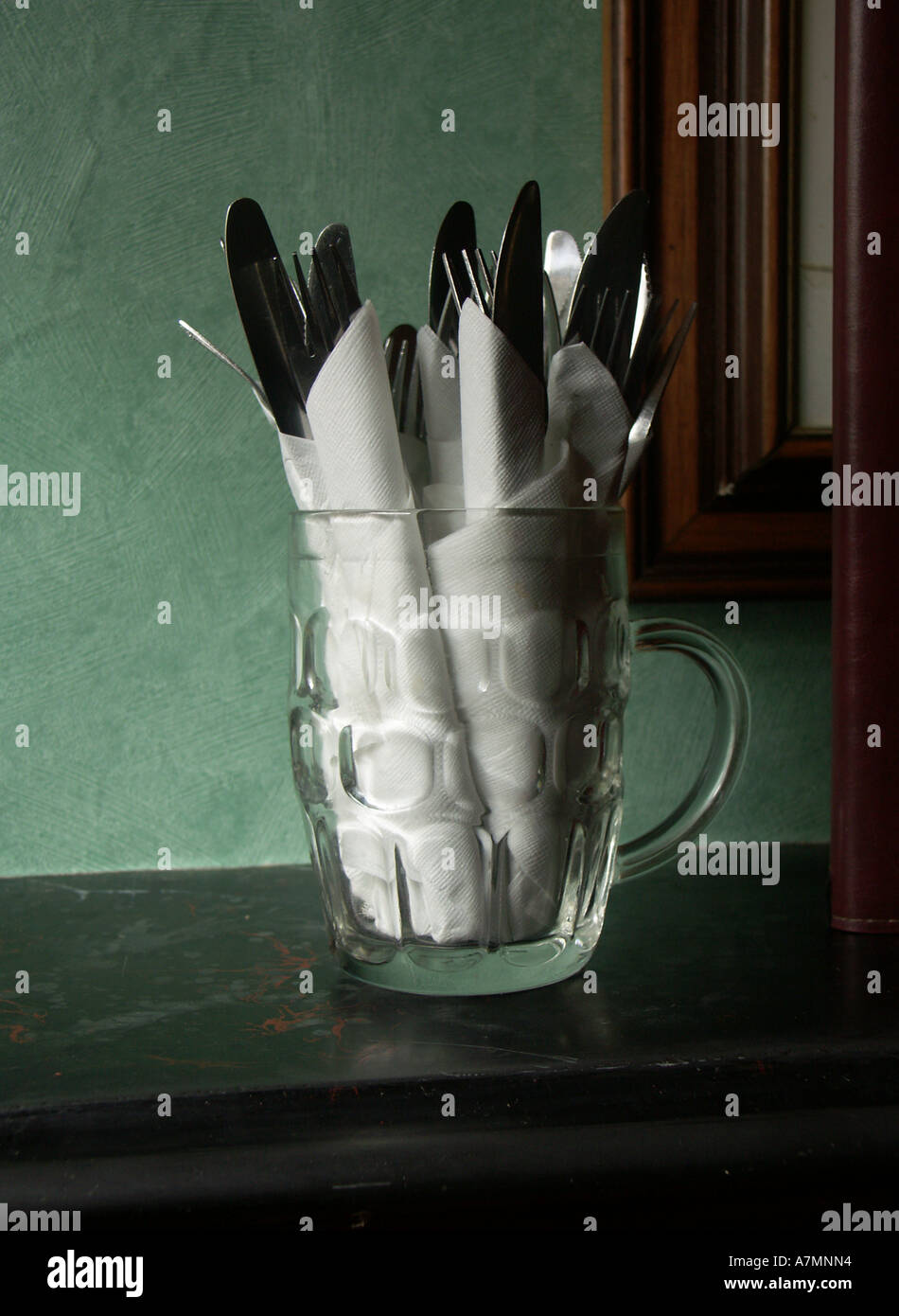 Cutlery in a Beer Glass 1 Stock Photo