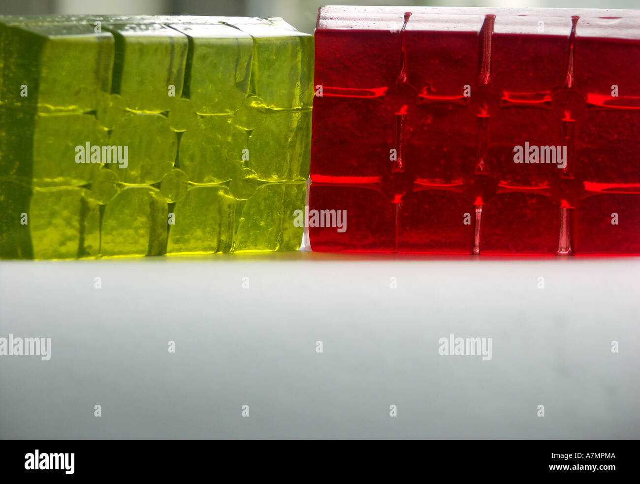 Jelly Jello Cubes Backlit Stock Photo Alamy