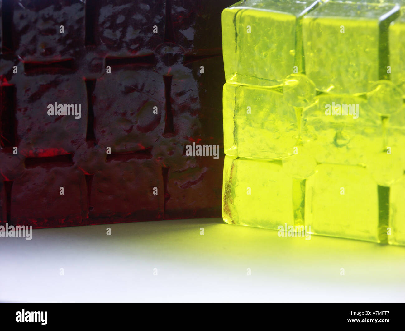 Jelly Jello Cubes Backlit Stock Photo Alamy