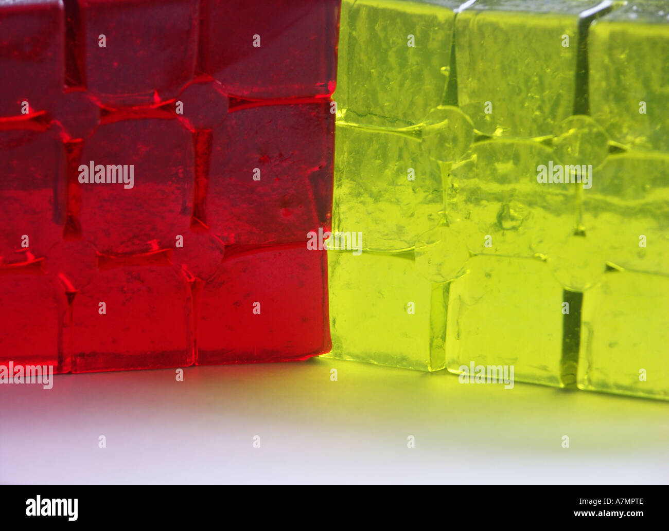 Jelly Jello Cubes Backlit Stock Photo Alamy