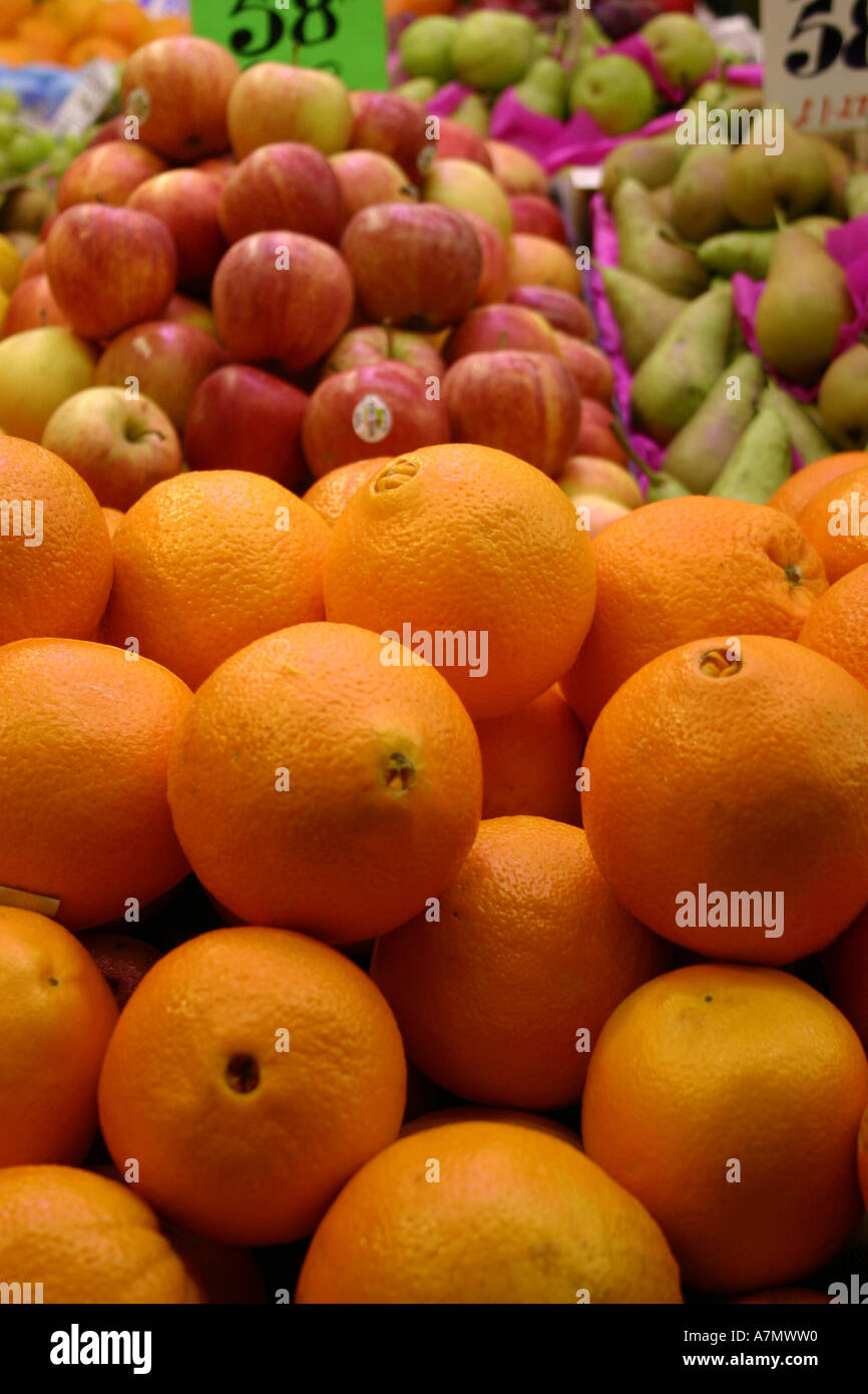 Oranges on sale local Market stall fruit vegetable Stock Photo Alamy
