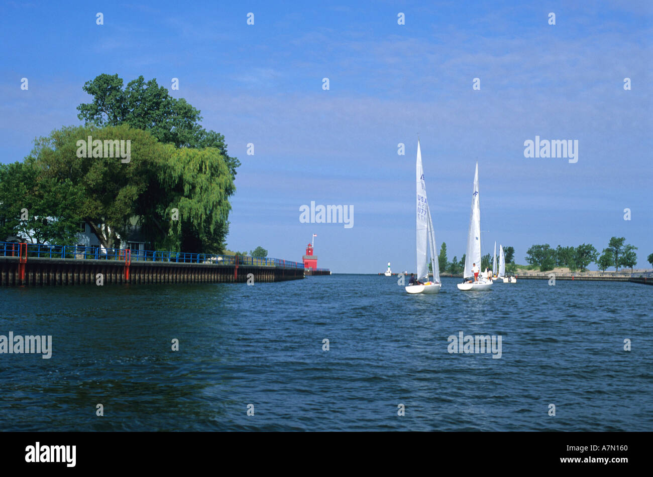 Sailboats in Holland Michigan on Lake Manatowoc Stock Photo Alamy