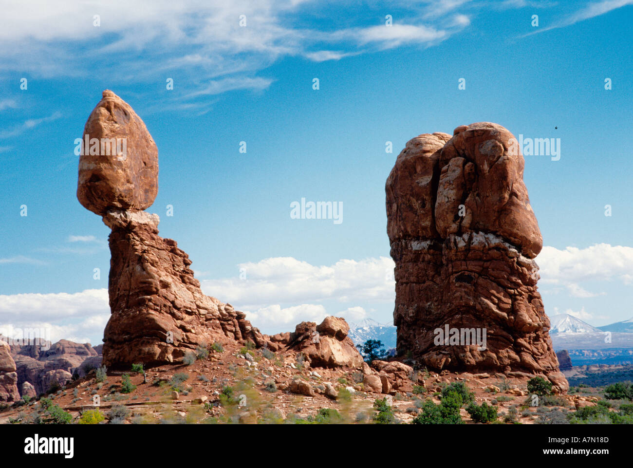 Balanced Rock landscape in Arches National Park Utah USA Stock Photo