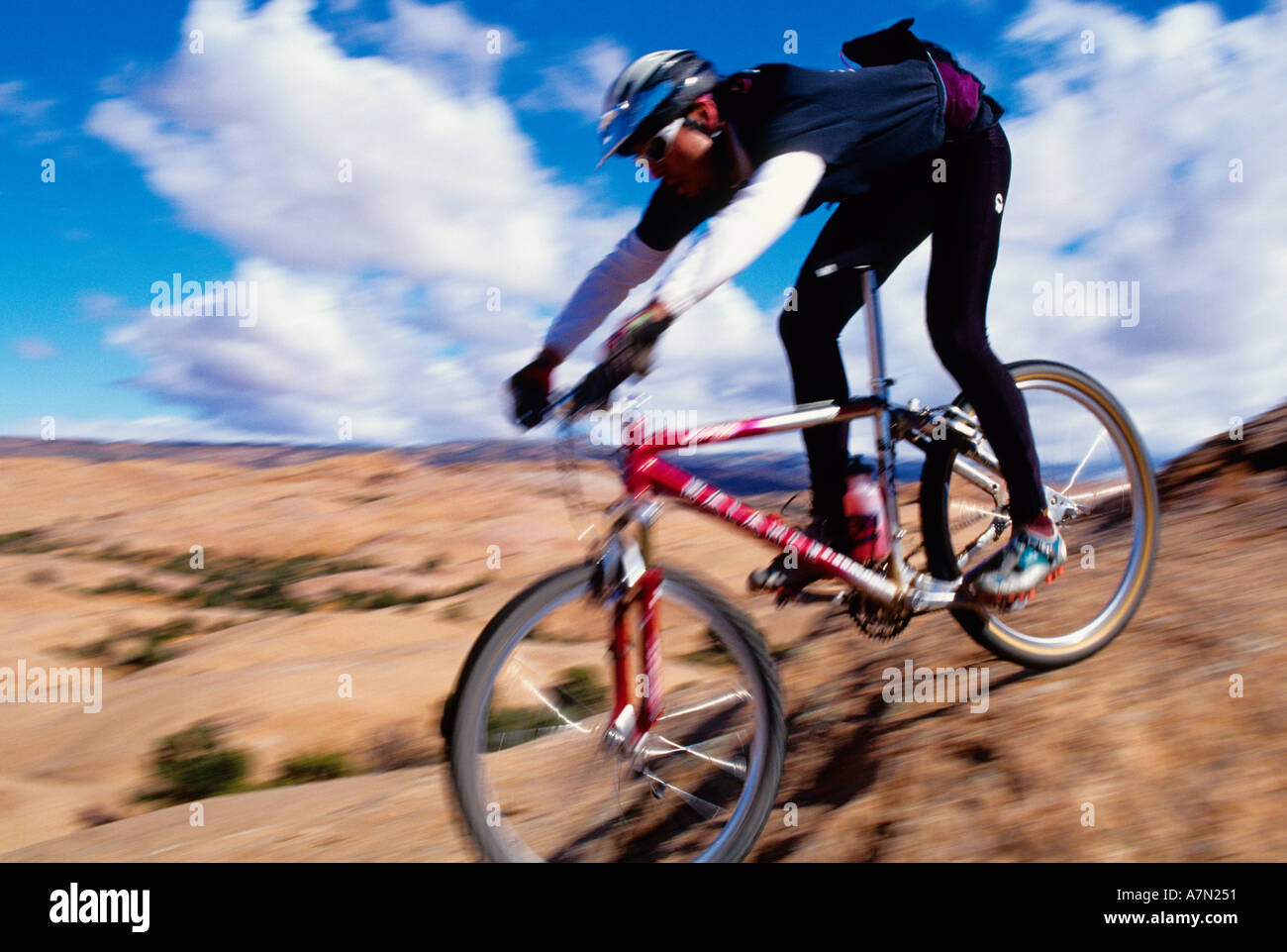 mountain biking in Moab Utah USA Stock Photo