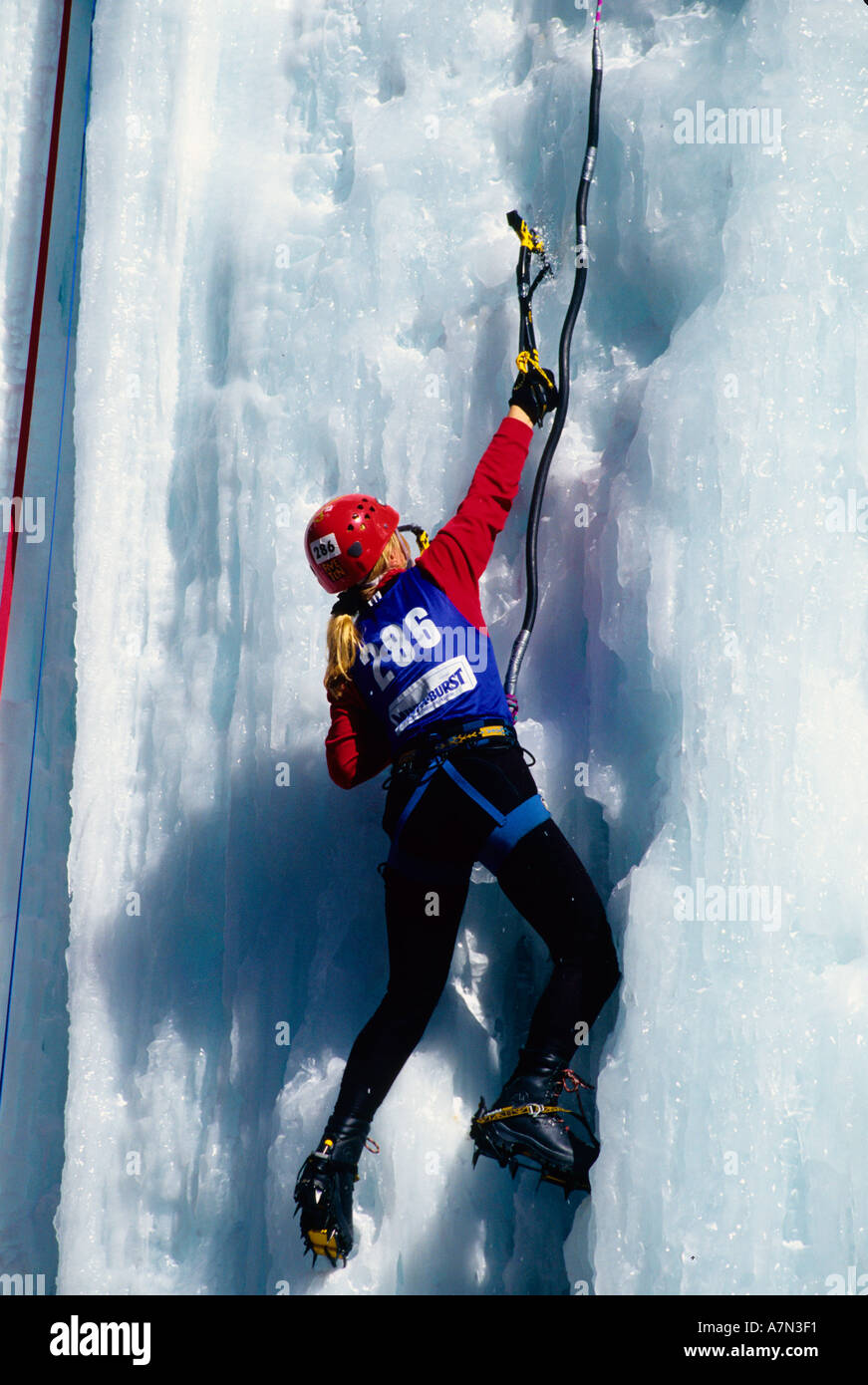 ice climbing Stock Photo