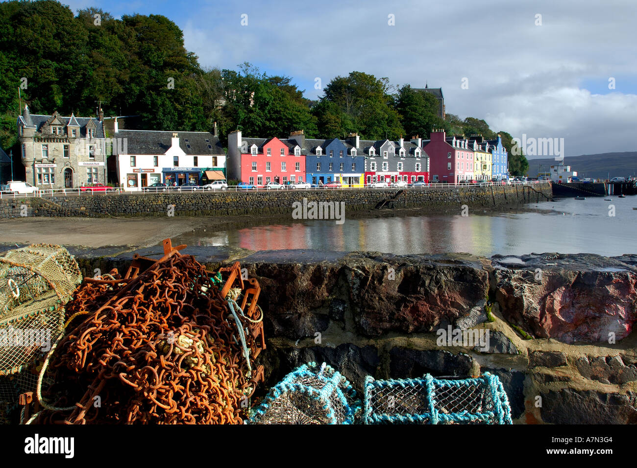 View from the quayside in Tobermory Isle of Mull famous as the location for BBC childrens television series Stock Photo
