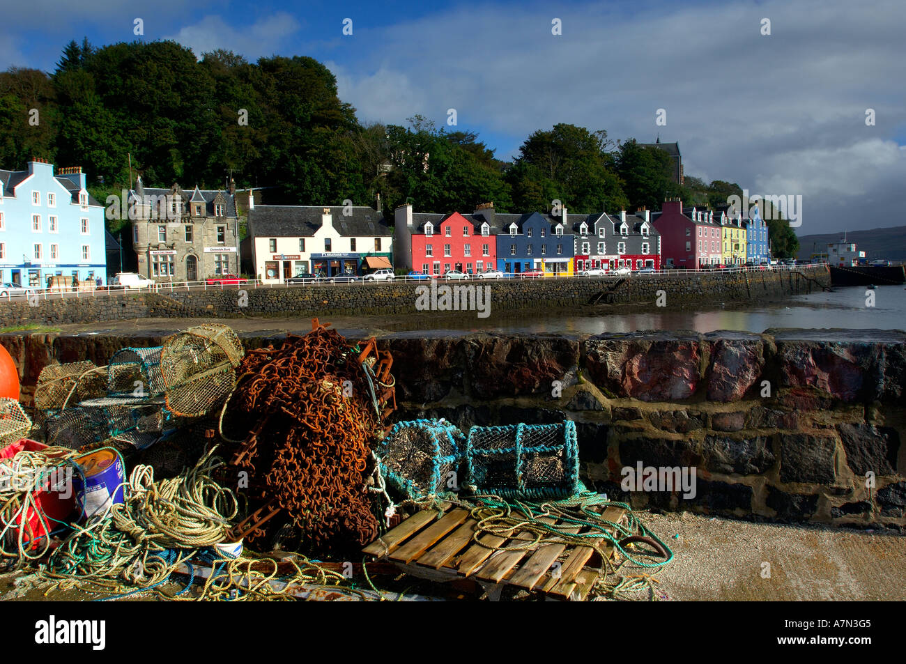 View from the quayside in Tobermory Isle of Mull famous as the location for BBC childrens television series Stock Photo