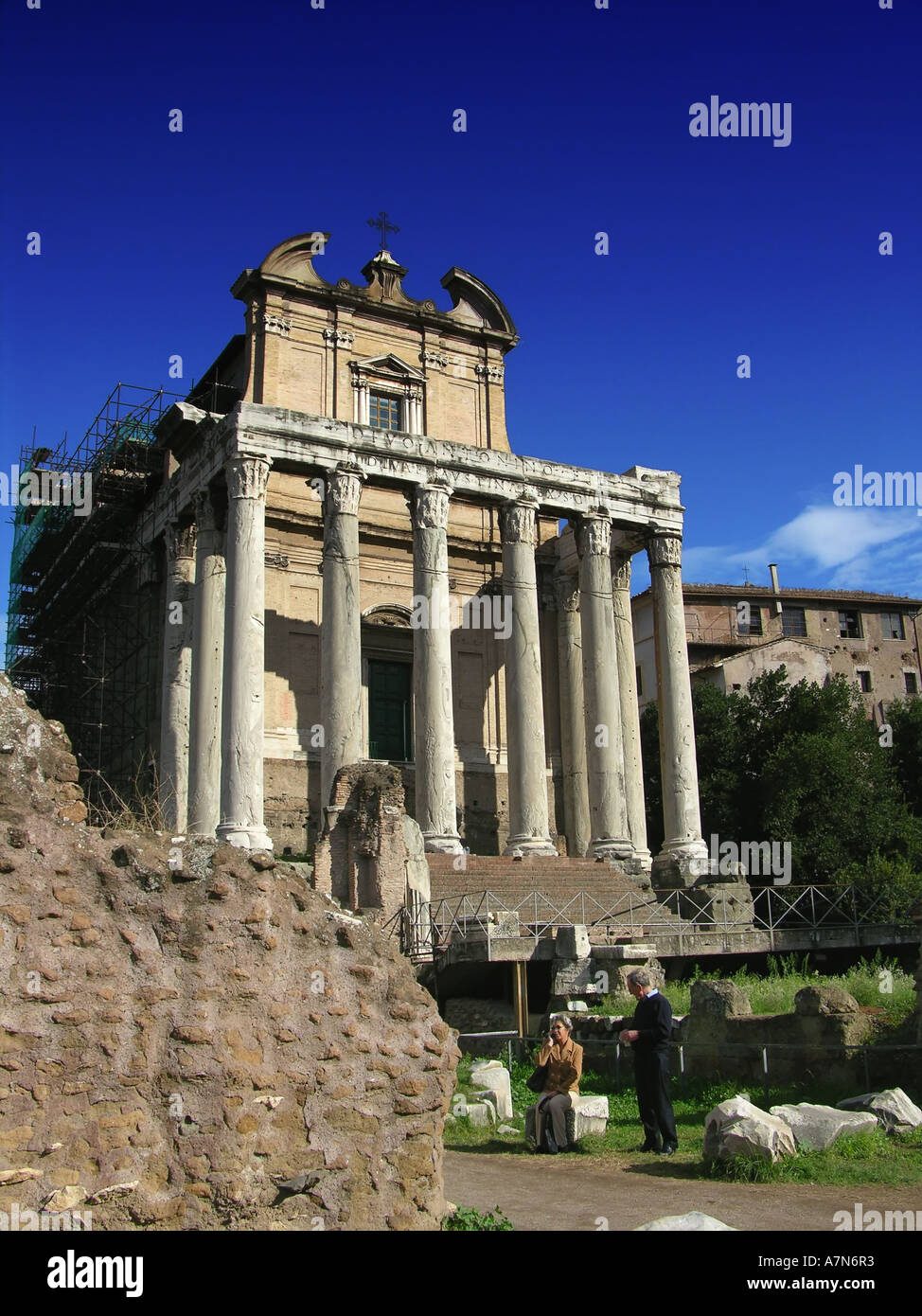 Temple of Antoninus and Faustina, Rome, Italy Stock Photo