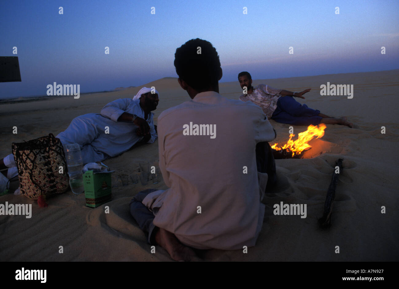 Twilight tea in the Sahara The Great Sand Sea near Siwa Oasis on the