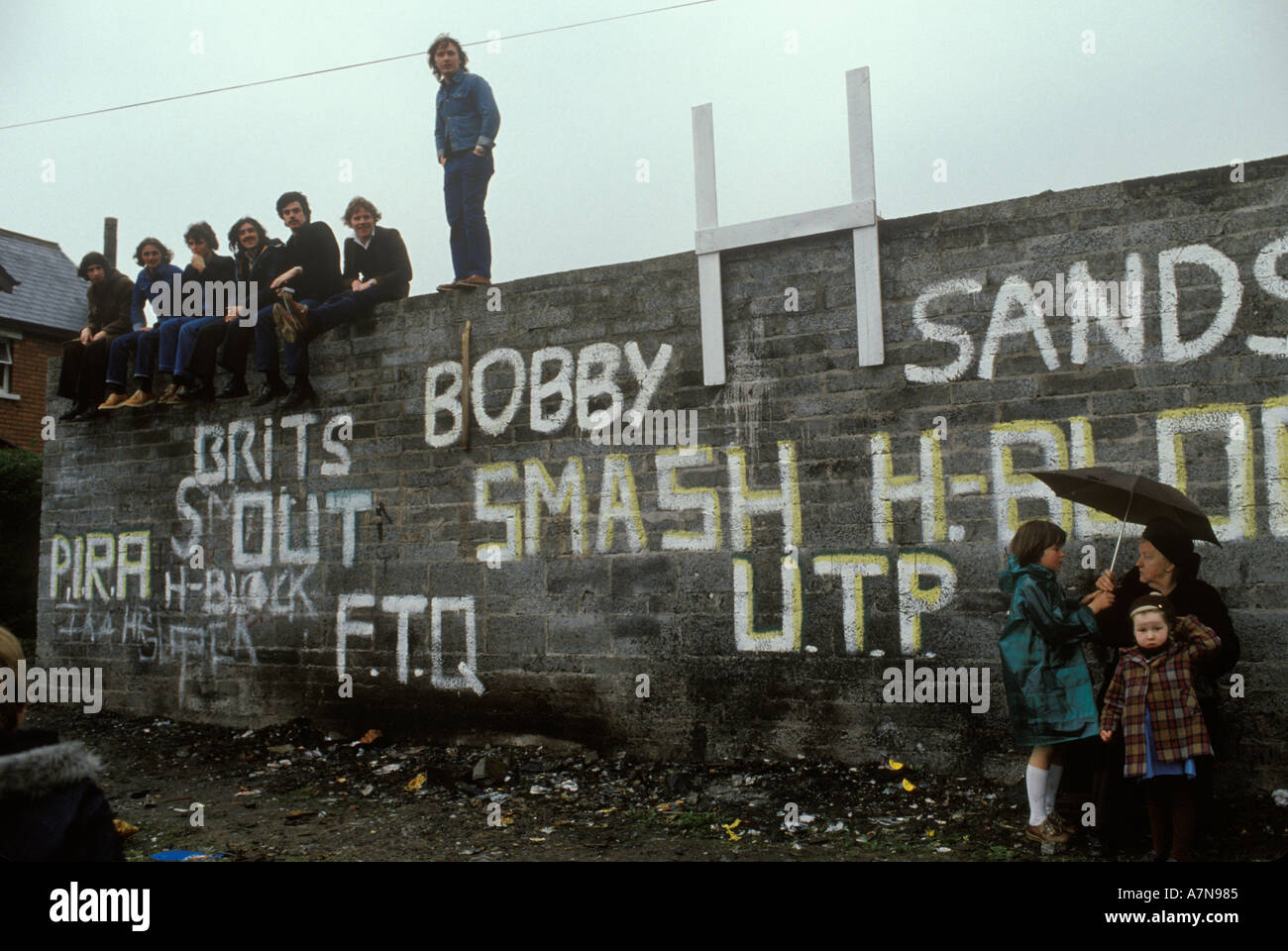 Bobby Sands Smash H Block Wall painting Belfast Northern Ireland The Troubles 1980s 1981 Britain UK HOMER SYKES Stock Photo