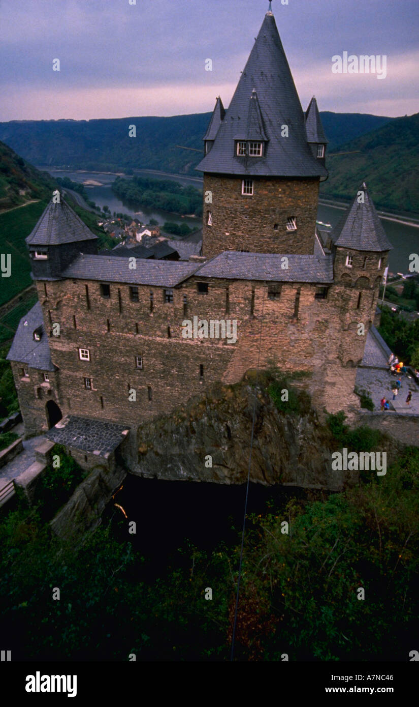 STACHLECH CASTLE HOSTEL ON THE RHINE RIVER IN GERMANY Stock Photo