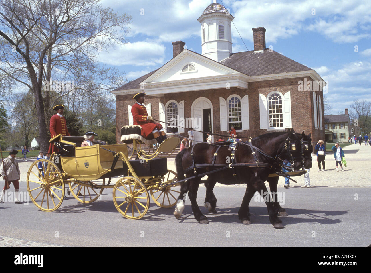 USA, Virginia, Williamsburg, Royal parade and carriage ride along the streets of Colonial Williamsburg Stock Photo