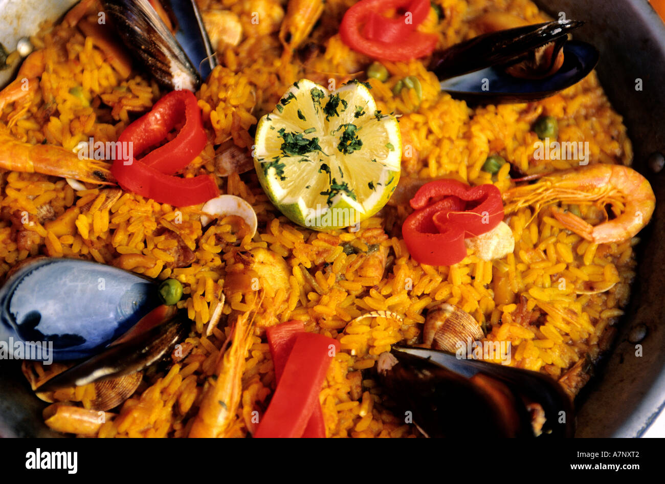 Spain, Andalusia, paella Stock Photo