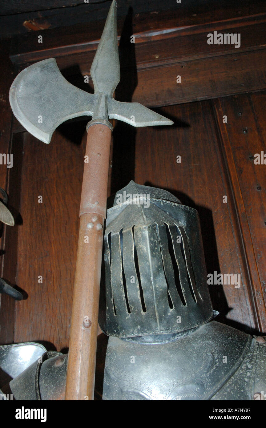 Medieval armour at the famous Five Flies restaurant in Amsterdam, Netherlands Stock Photo