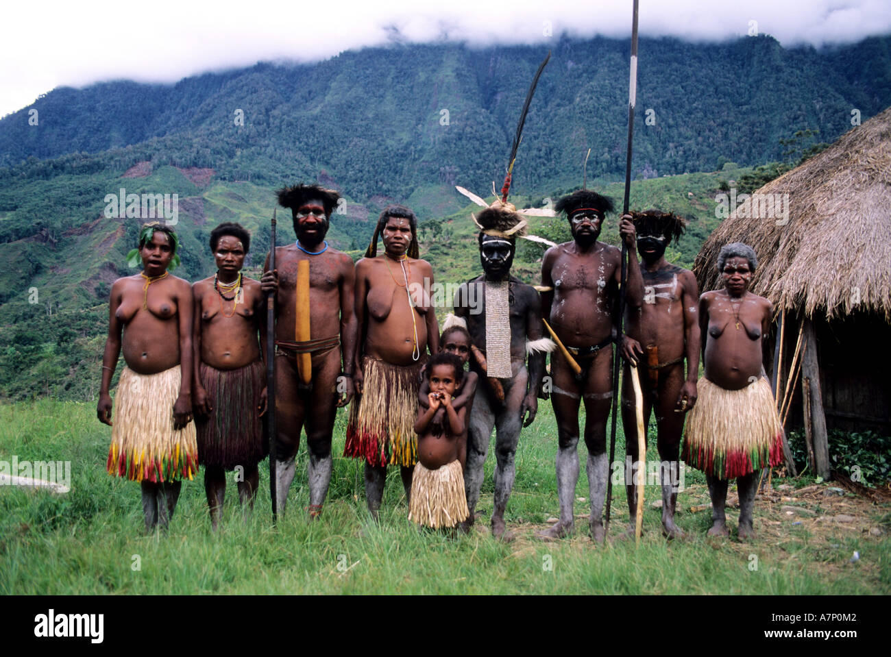 Indonesia, Papua, Irian Jaya, Baliem Valley, portrait of Papuans of Danis tribe Stock Photo