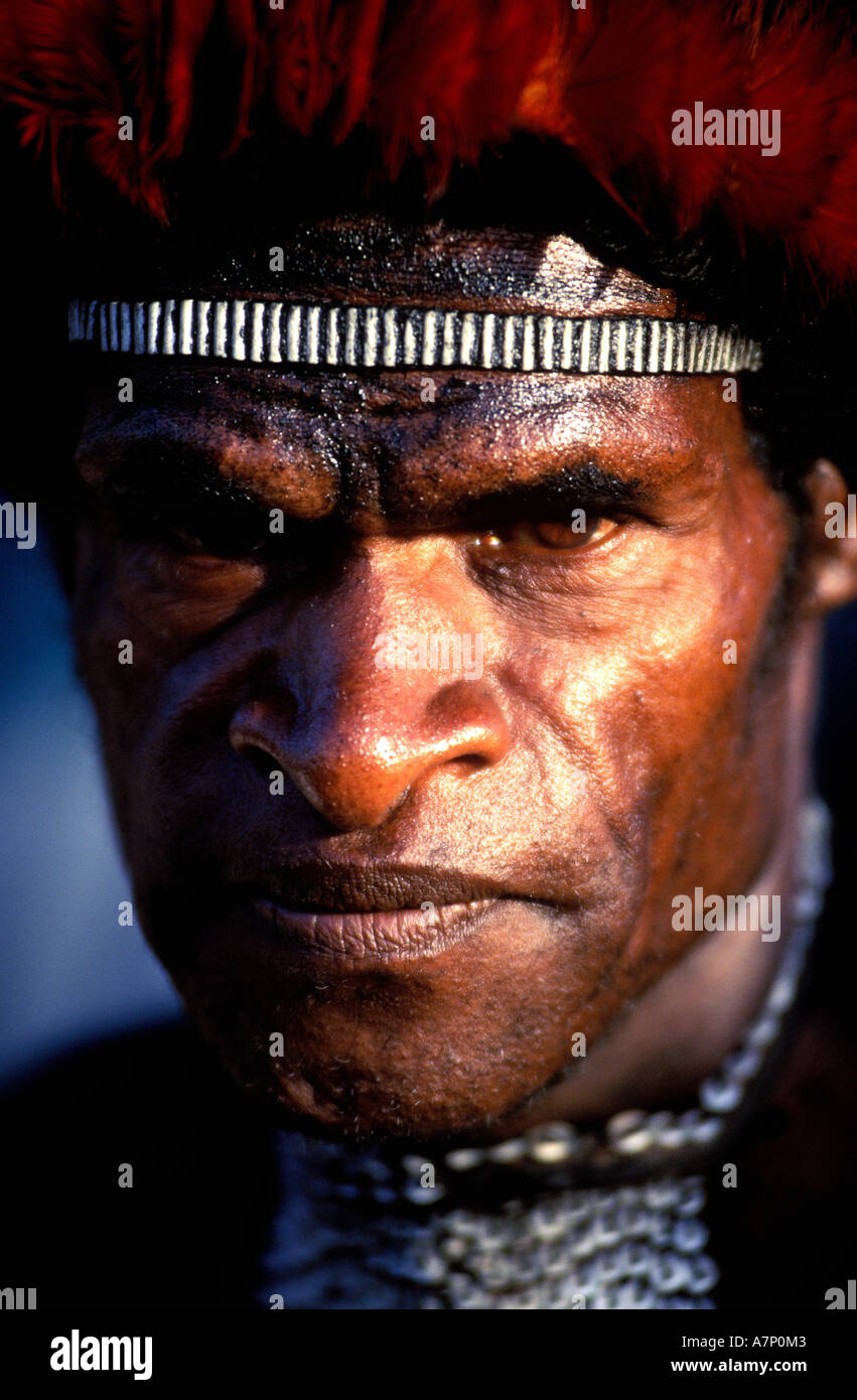 Indonesia, Papua, Irian Jaya, Baliem Valley, a Papuan of Danis tribe Stock Photo