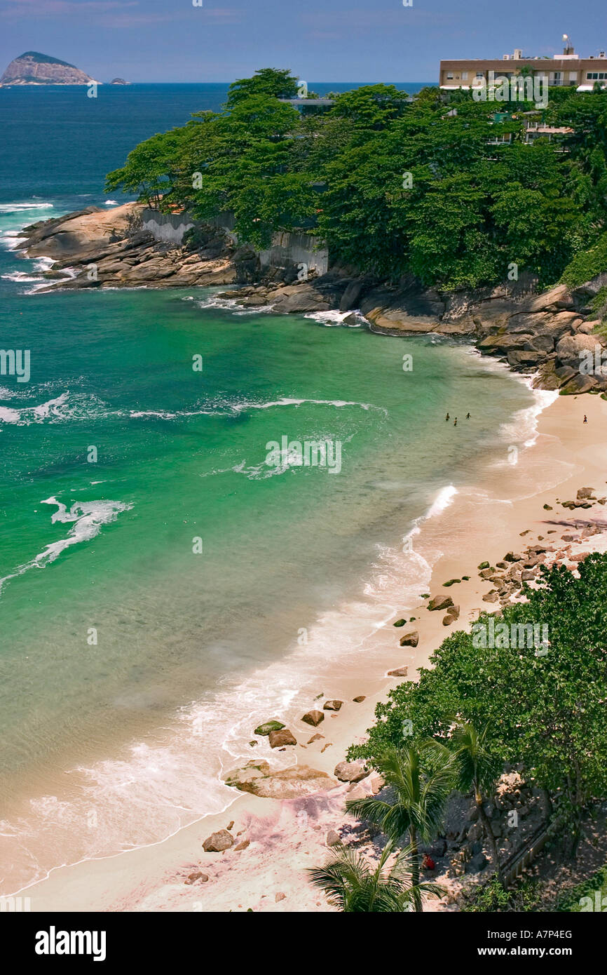 Idyllic Leblon Beach at the end of Rio de Janeiro,  Brazil Stock Photo