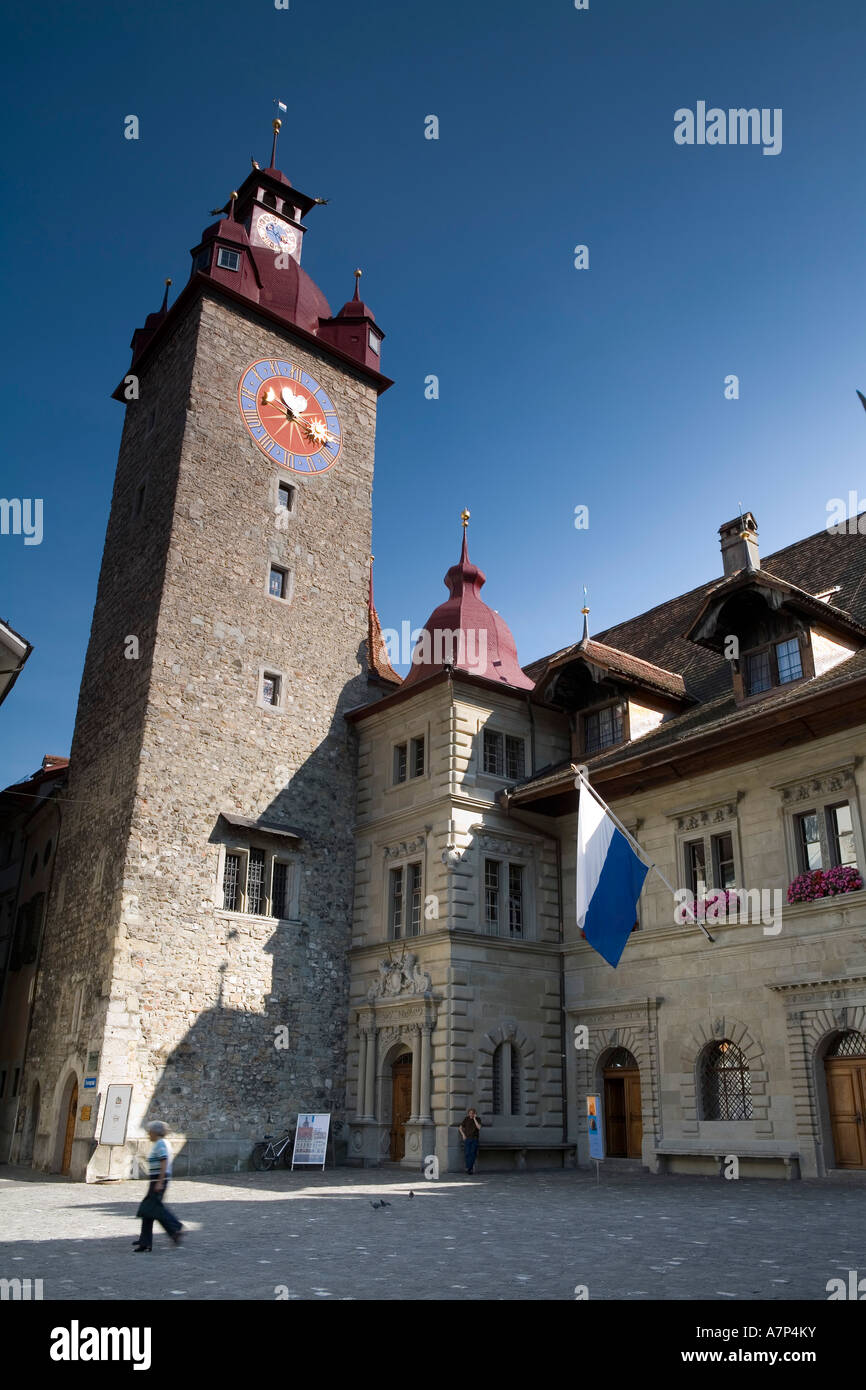Rathaus Clock Tower, Luzern (Lucerne), Switzerland Stock Photo