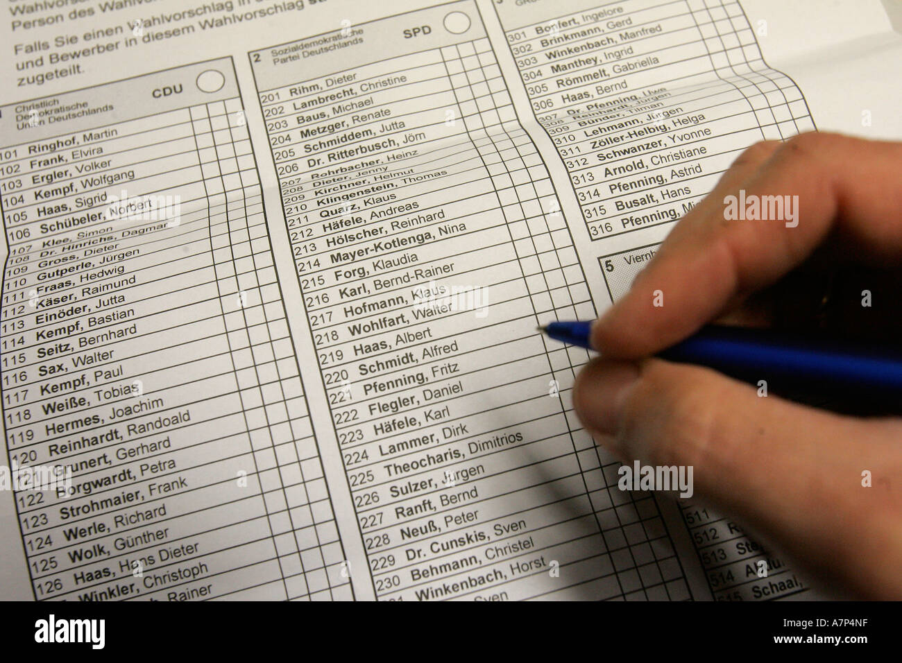 DEU, Germany, local election ballot, the voters can cumulate and split their votes which makes the ballots very long Stock Photo