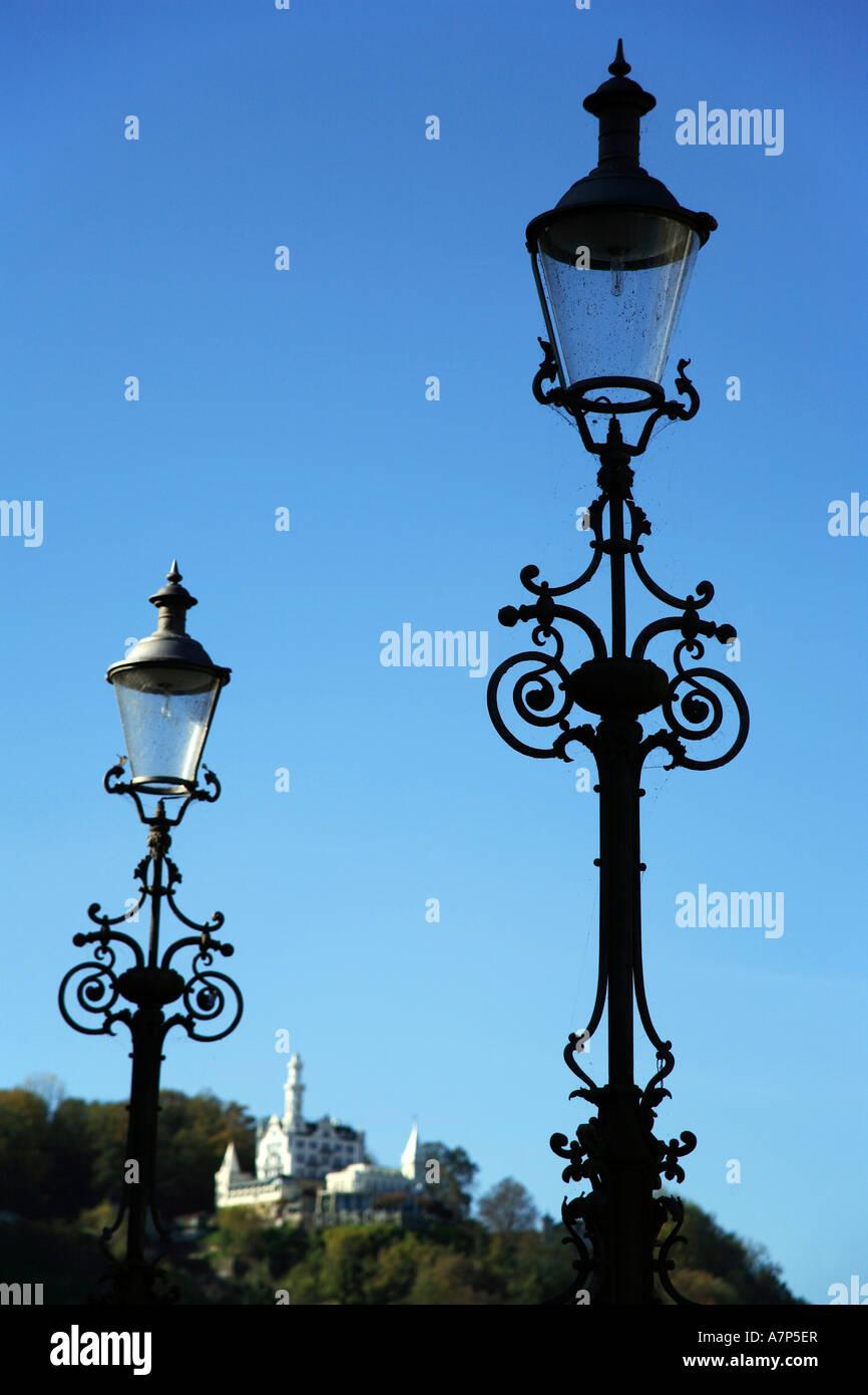 Street lamps & Hotel Gutsch, Luzern (Lucerne), Switzerland Stock Photo
