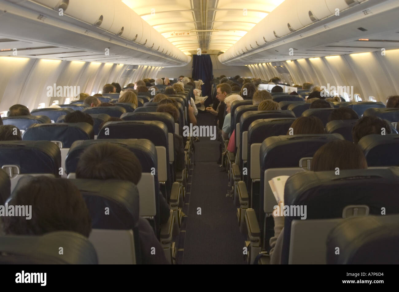 3351 Passengers on Airplane Stock Photo